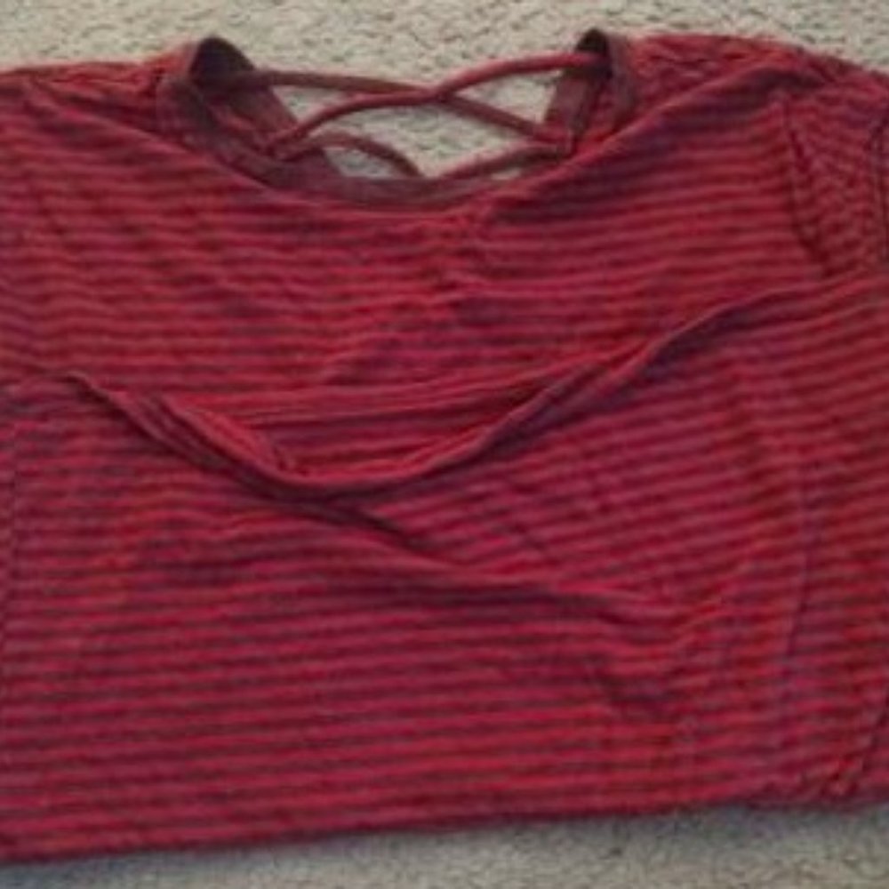 Maroon and Red Striped Old Navy Blouse